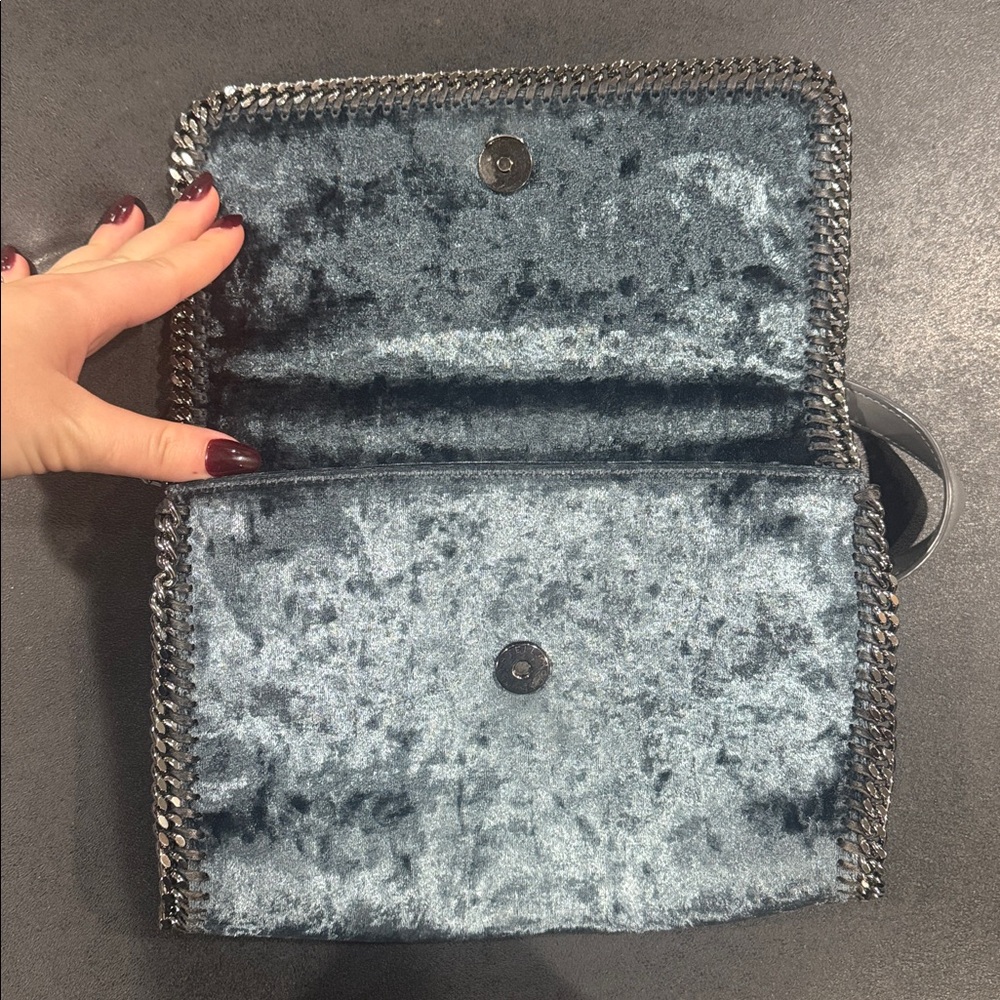 Stella McCartney Charcoal Velvet Shoulder Bag - Picture 4 of 7